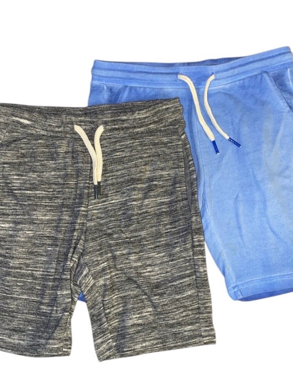 Wonder Nation Boys Shorts XS 4/5 Gray Blue Cotton Drawstring 2-Pack